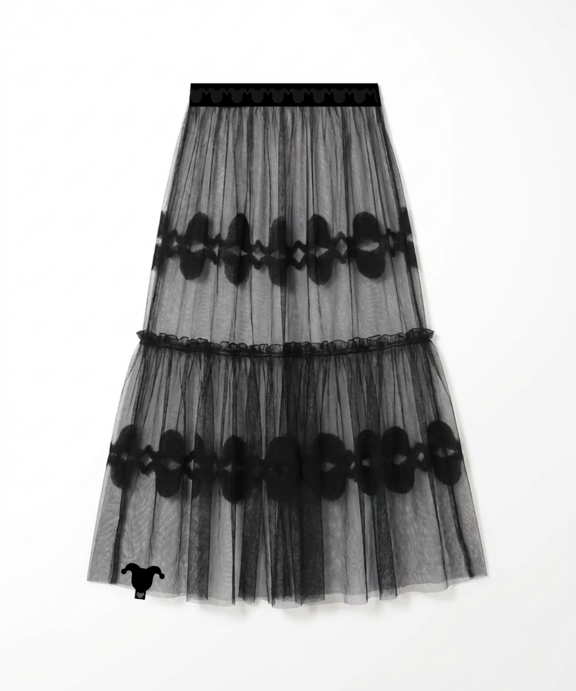 Airy Tiered Lace Long skirt_ブラック