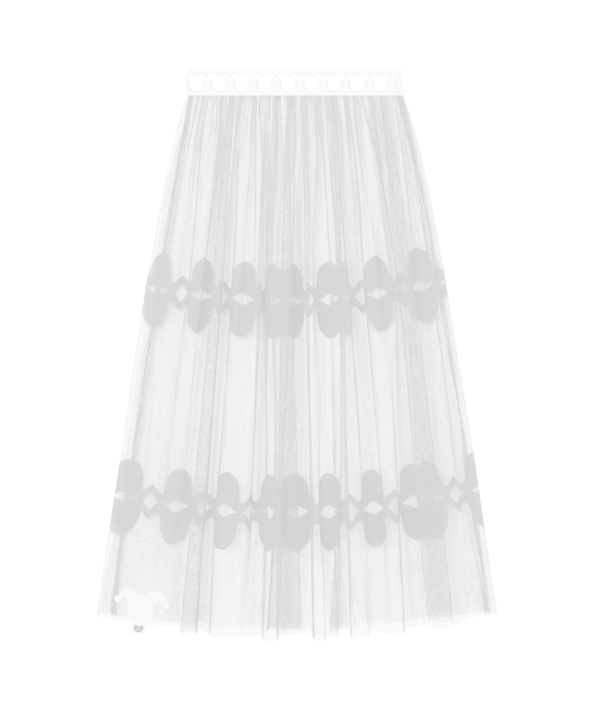 Airy Sheer Lace Long Skirt_ブラック