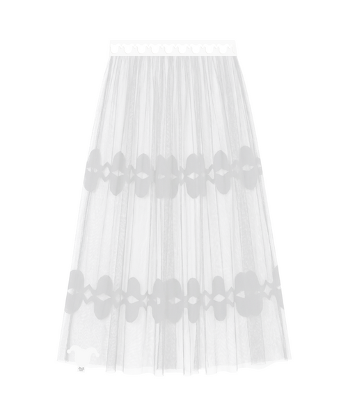 Airy Sheer Lace Long Skirt_ブラック