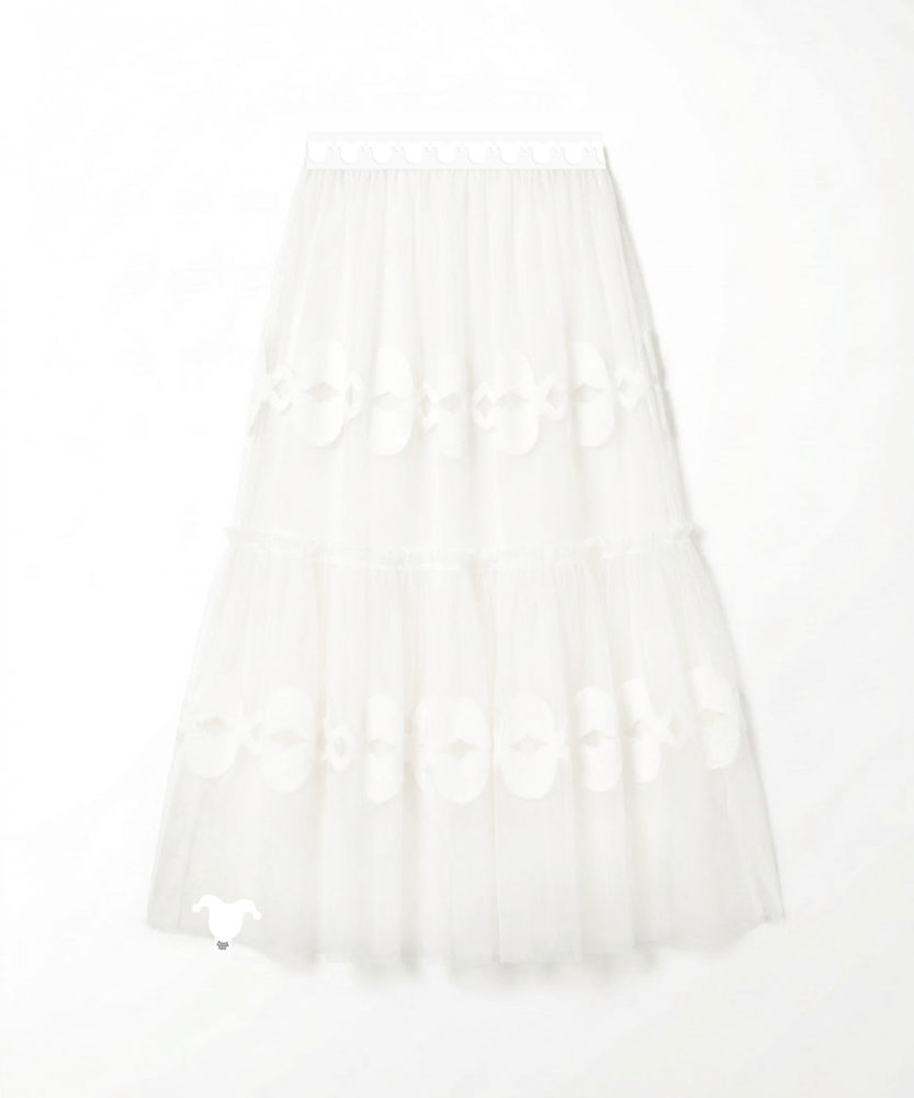 Airy Tiered Lace Long skirt_レッド