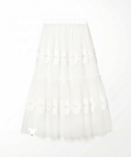 Airy Tiered Lace Long skirt_ホワイト