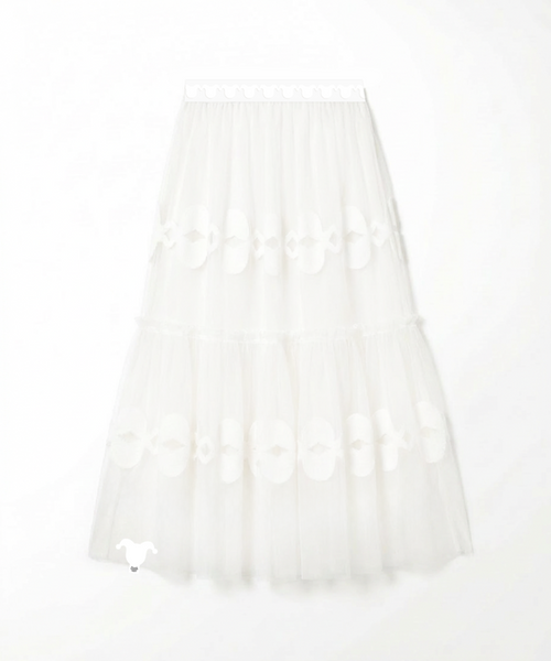 Airy Tiered Lace Long skirt_ブラック