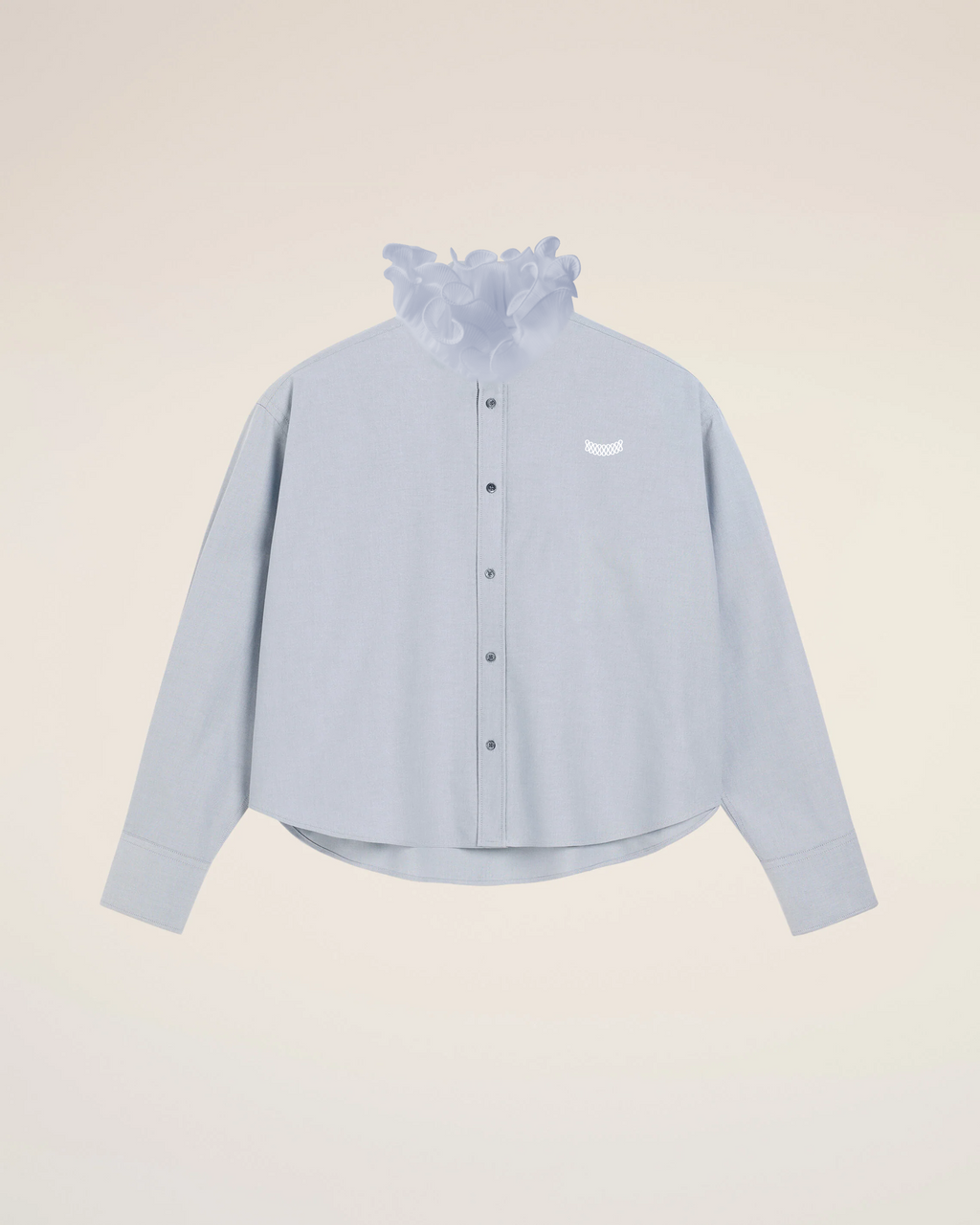 Ruff U-Cropped Shirt_ブルー