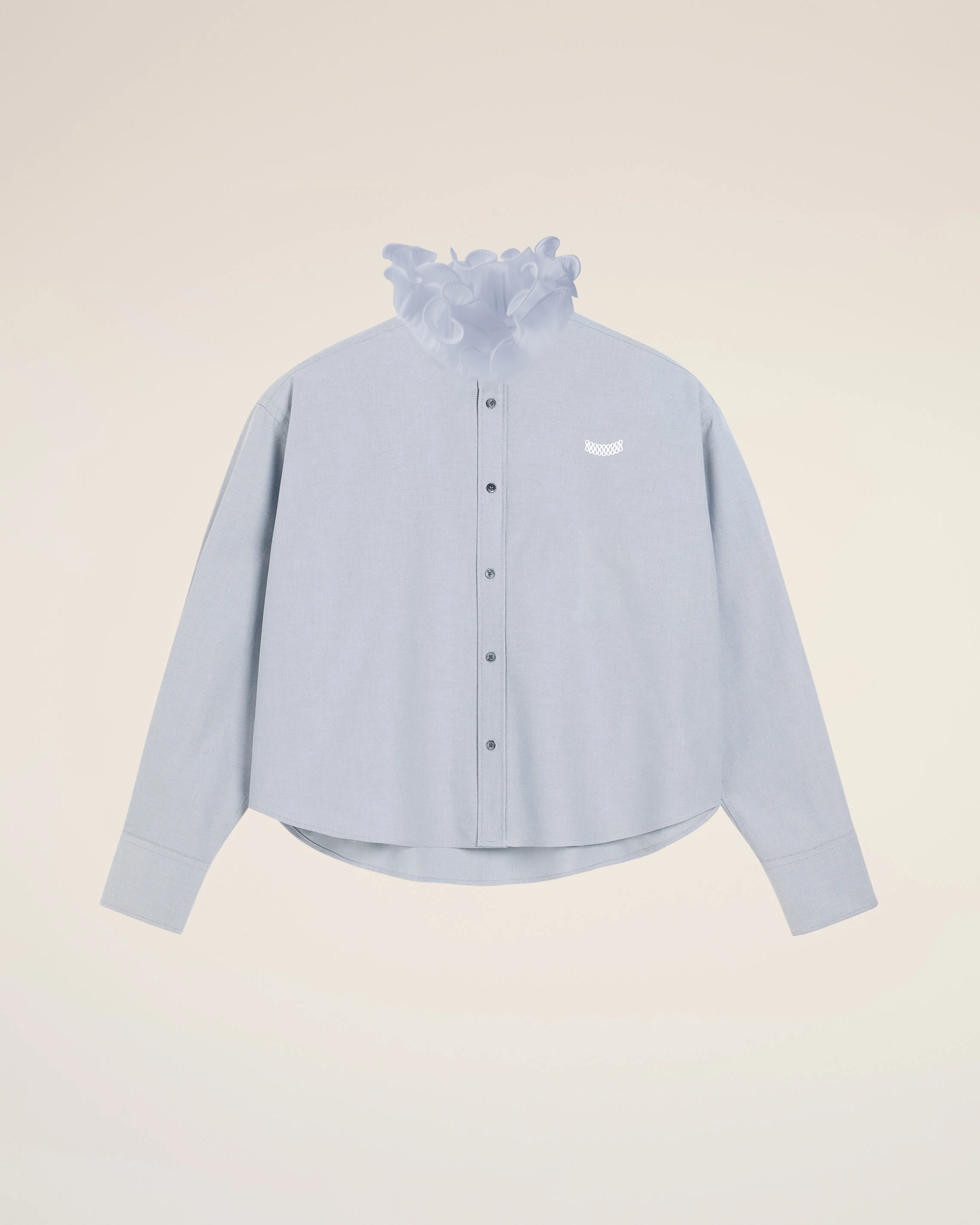 Ruff U-Cropped Shirt_ブルー