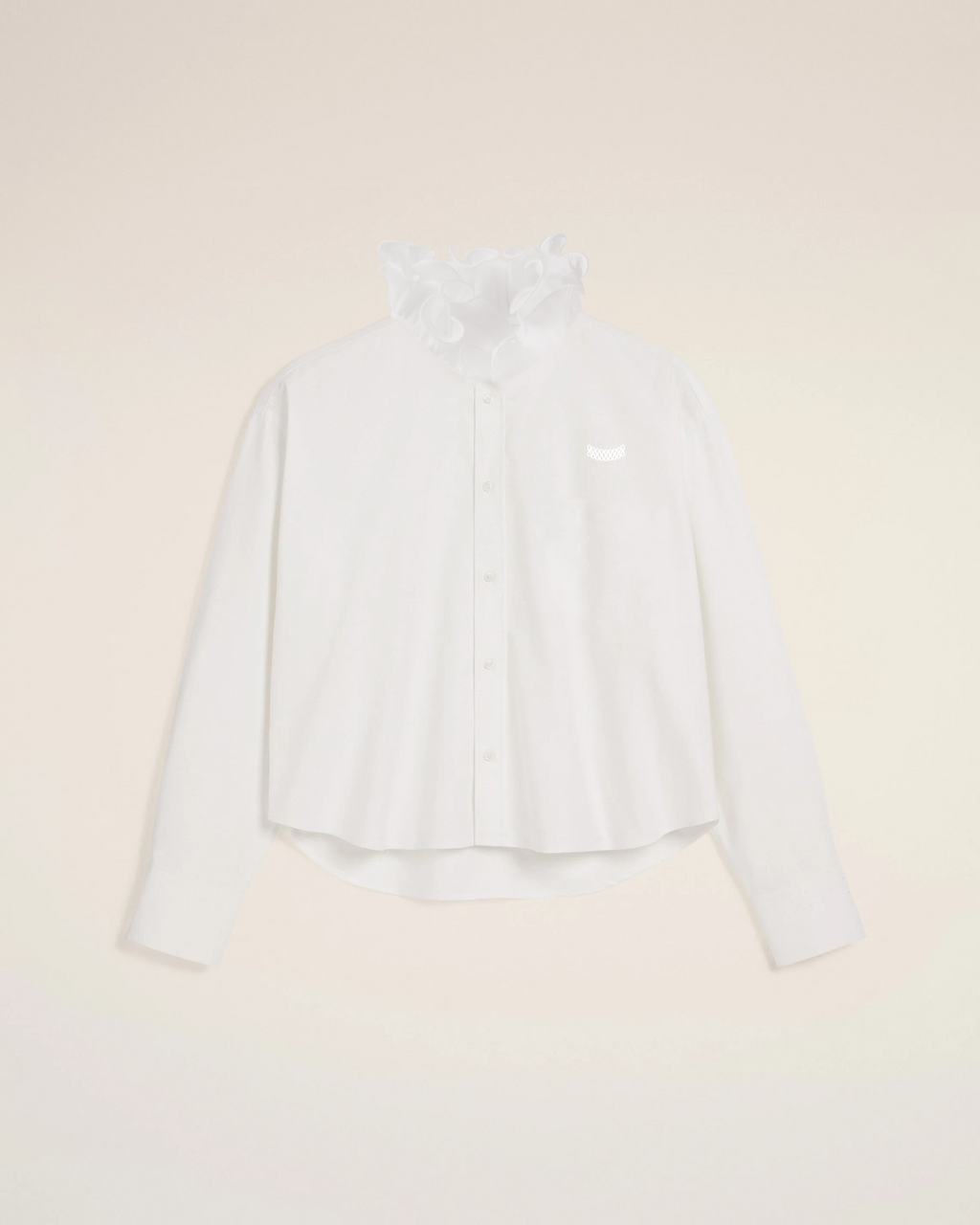 Ruff U-Cropped Shirt_ブルー