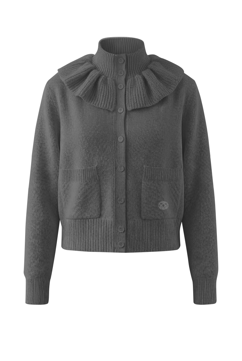 Maison Ruff Neck Cardigan_グレー