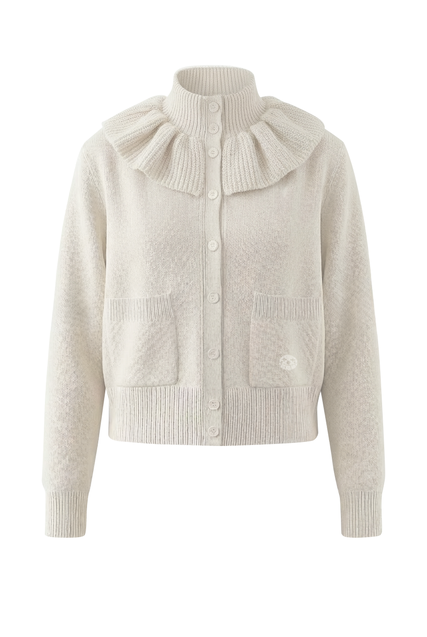 Maison Ruff Neck Cardigan_グレー