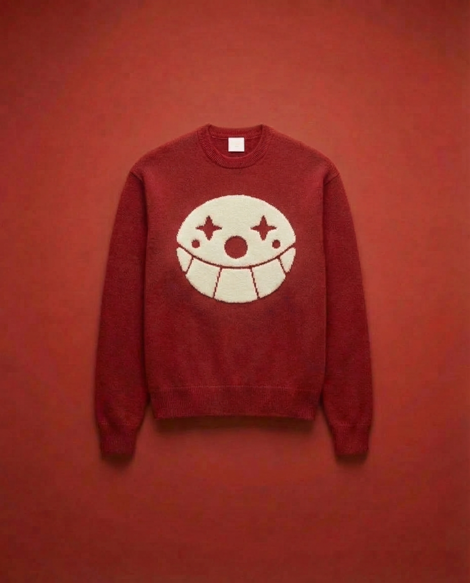 Intarsia Emblem Sweat_レッド