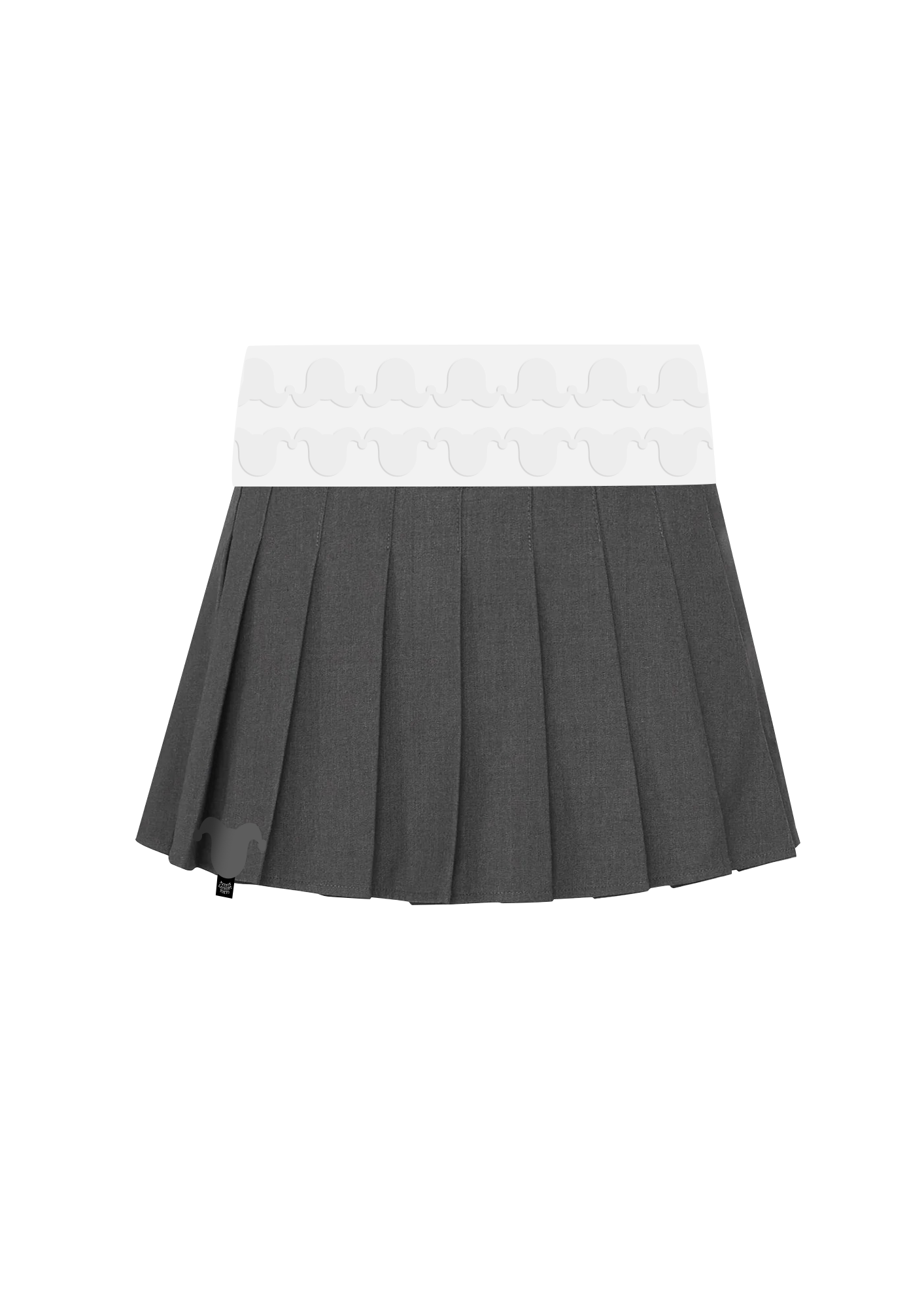 Band pleated skirt_グレー