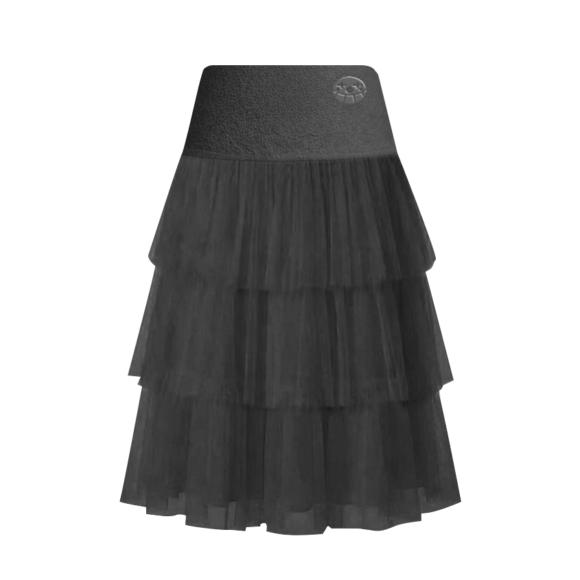 Terry Tiered Ruff Long Skirt_ホワイト