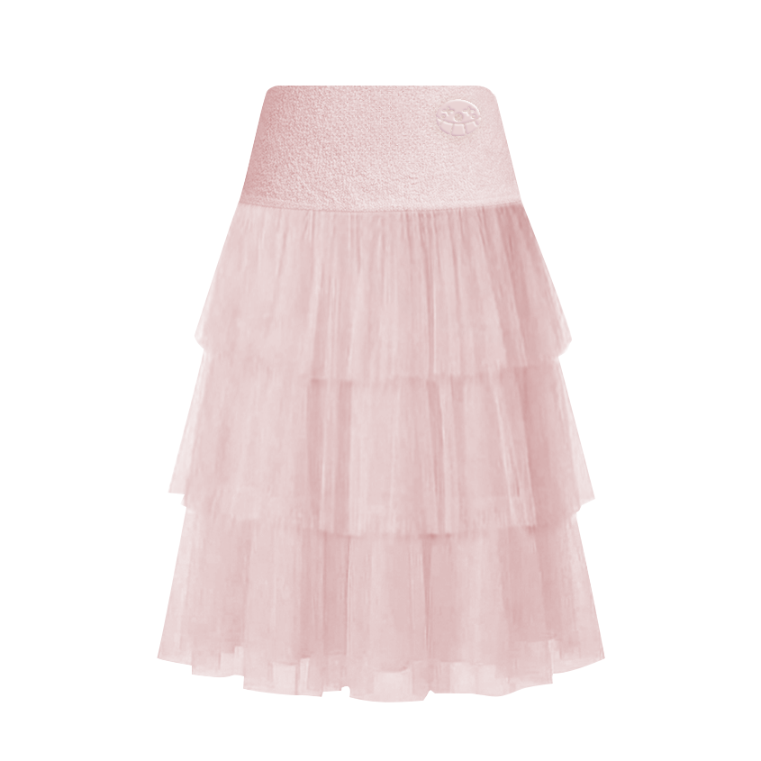 Terry Tiered Ruff Long Skirt_ホワイト