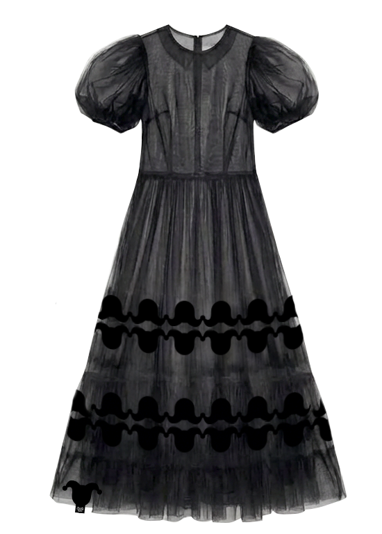 Airy Tulle Lace Dress_ブラック