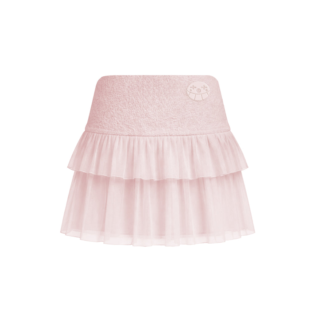 Terry Tiered Ruff Skirt_ピンク