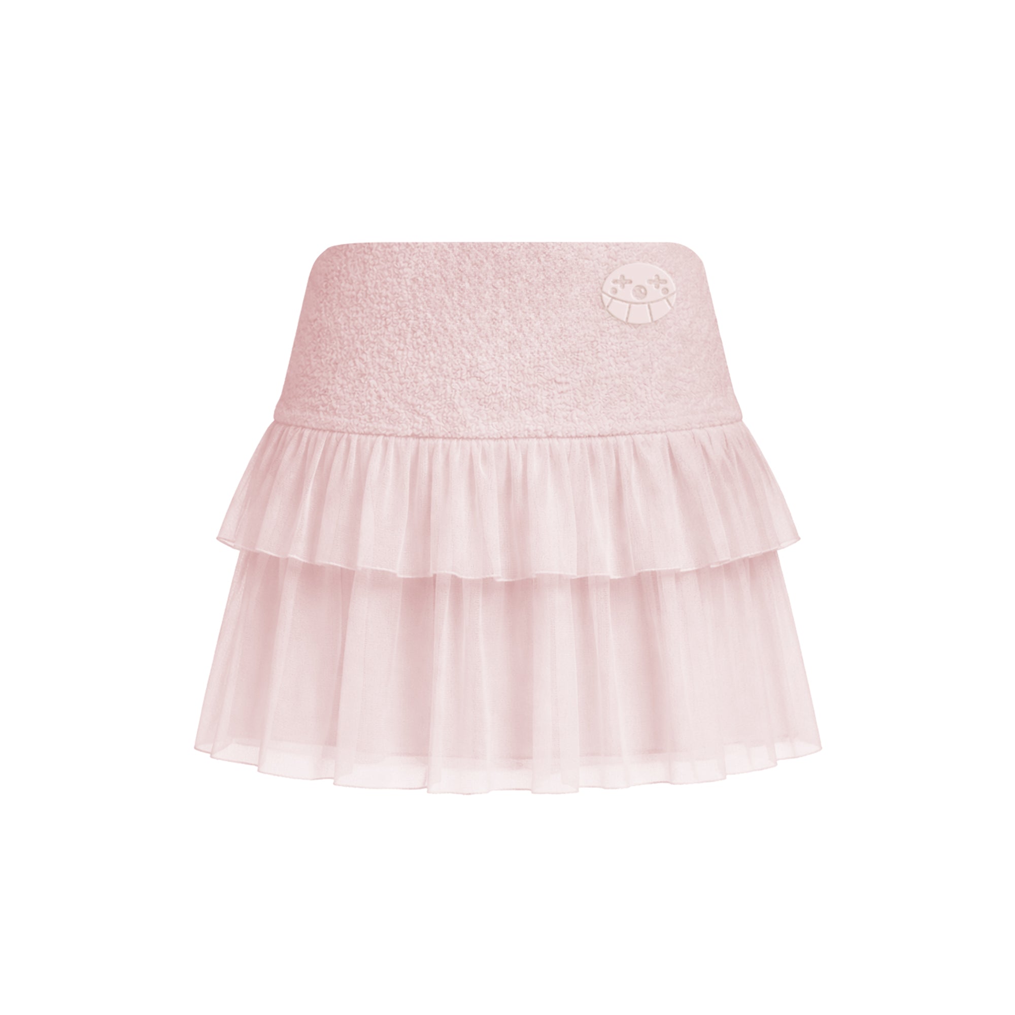 Terry Tiered Ruff Skirt_ピンク