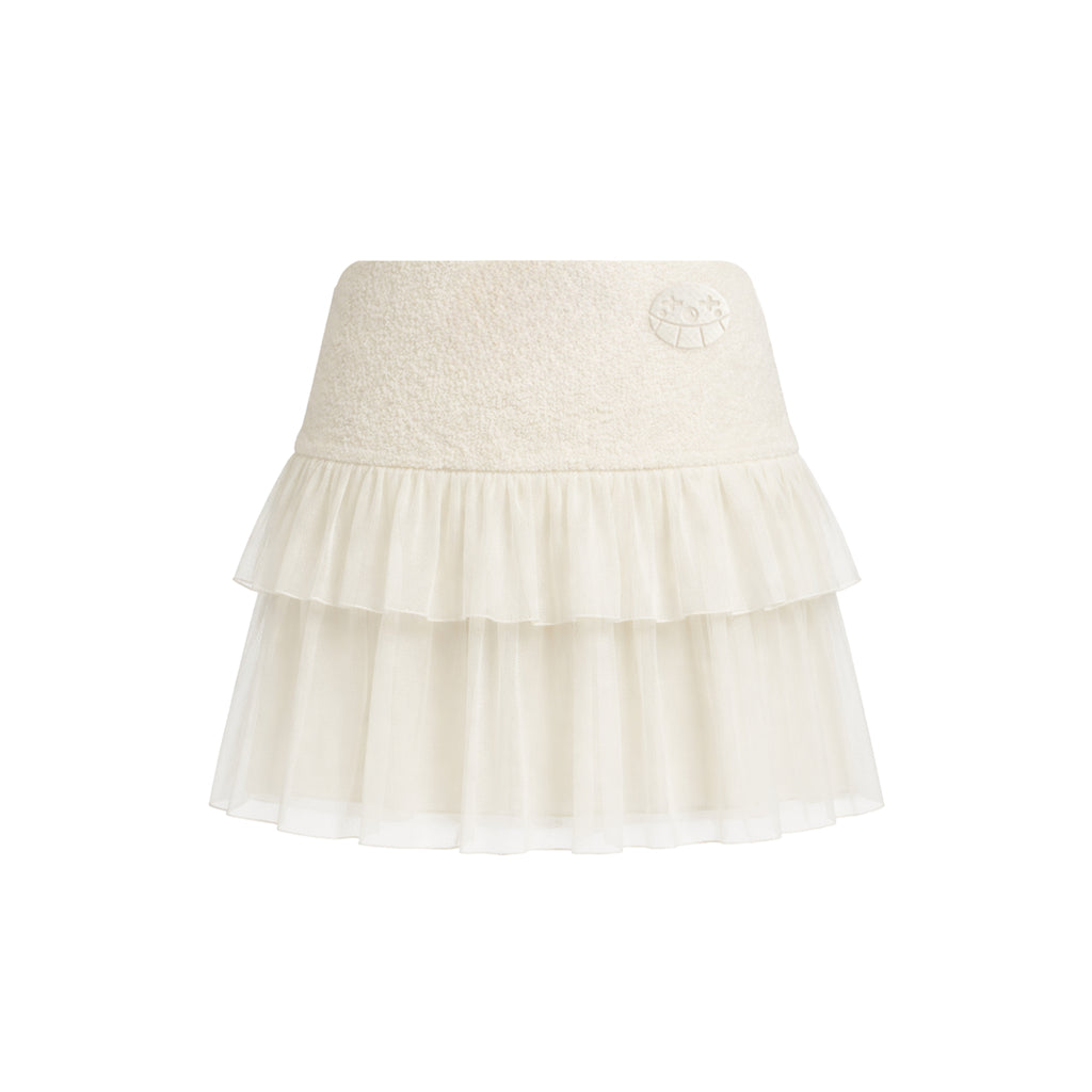 Terry Tiered Ruff Skirt_ピンク