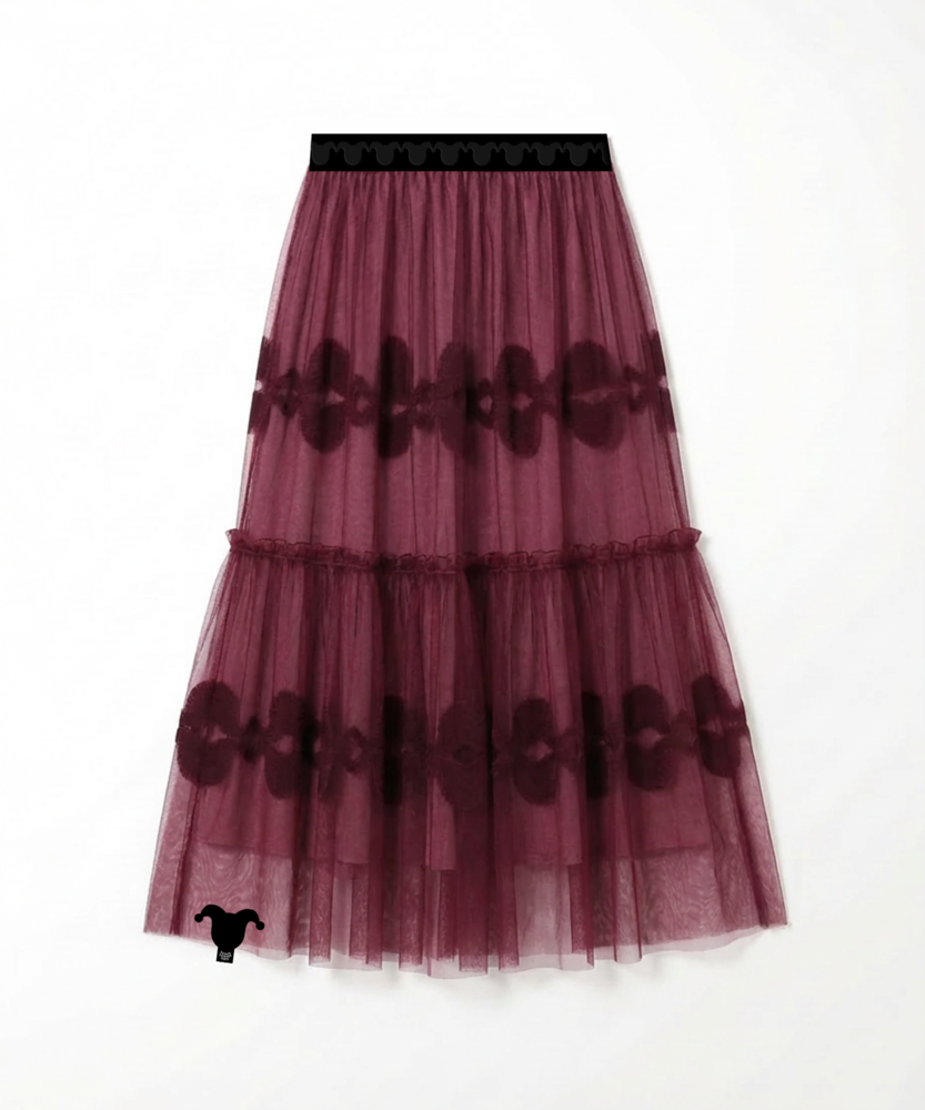Airy Tiered Tulle Long Skirt_ ブラック