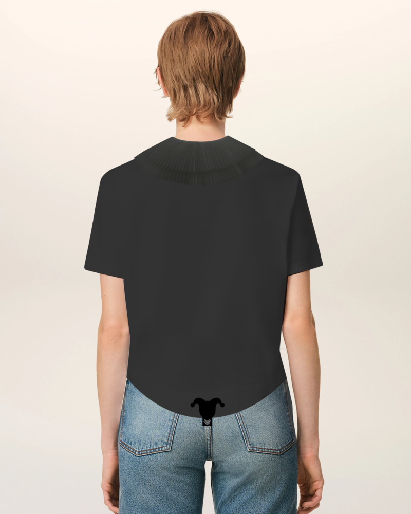Pleated Ruff T-shirt _ブラック