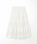 Airy Tiered Tulle Long Skirt_ホワイト