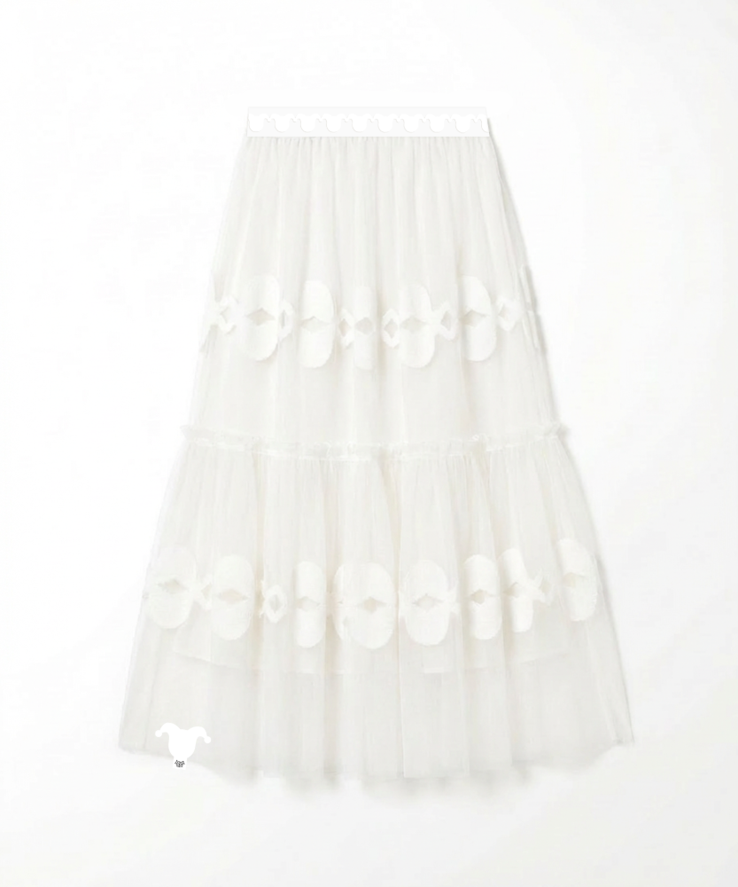 Airy Tiered Tulle Long Skirt_ ブラック