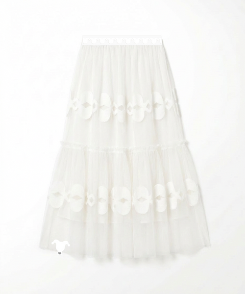 Airy Tiered Tulle Long Skirt_ ブラック